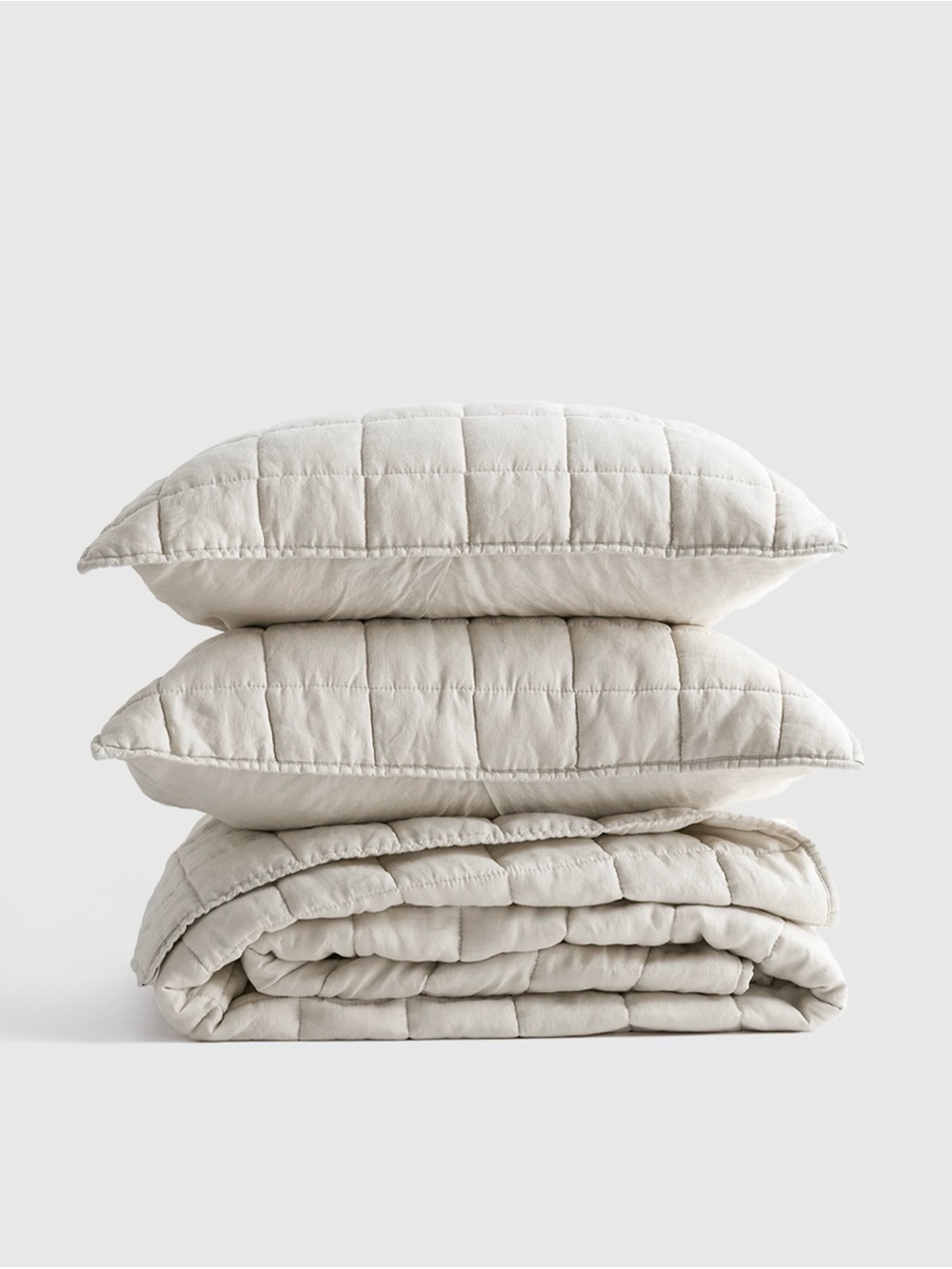 Quince European Linen Box Quilt in Sand- King